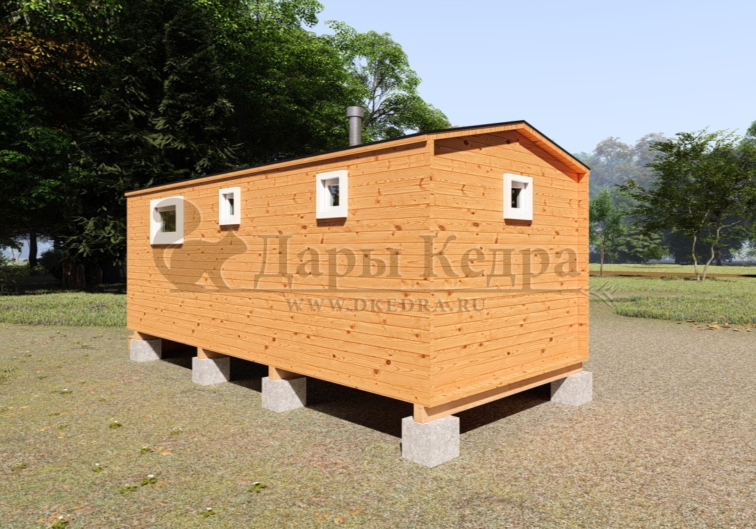 Каркасная баня Барн из кедра 6х2,2 м