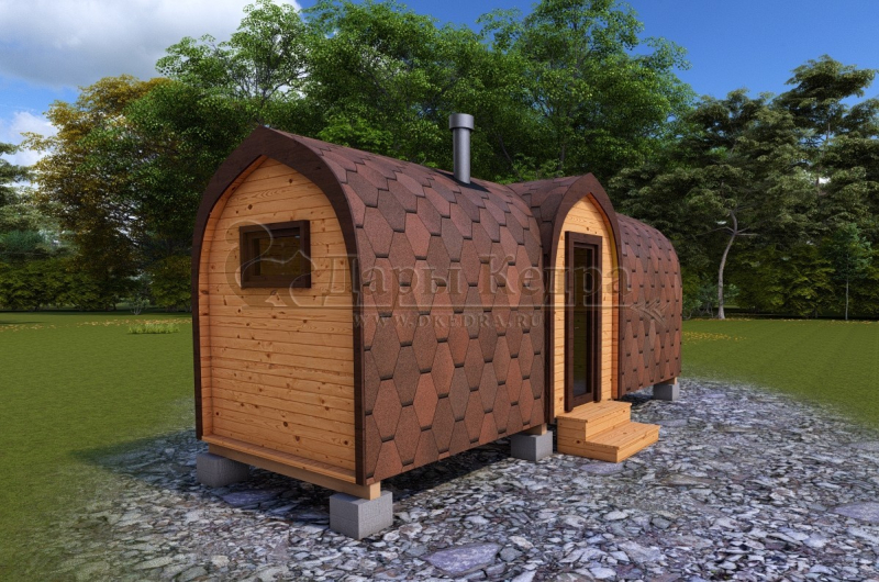 Баня «Викинг» из кедра 6х2,2 м с боковым входом