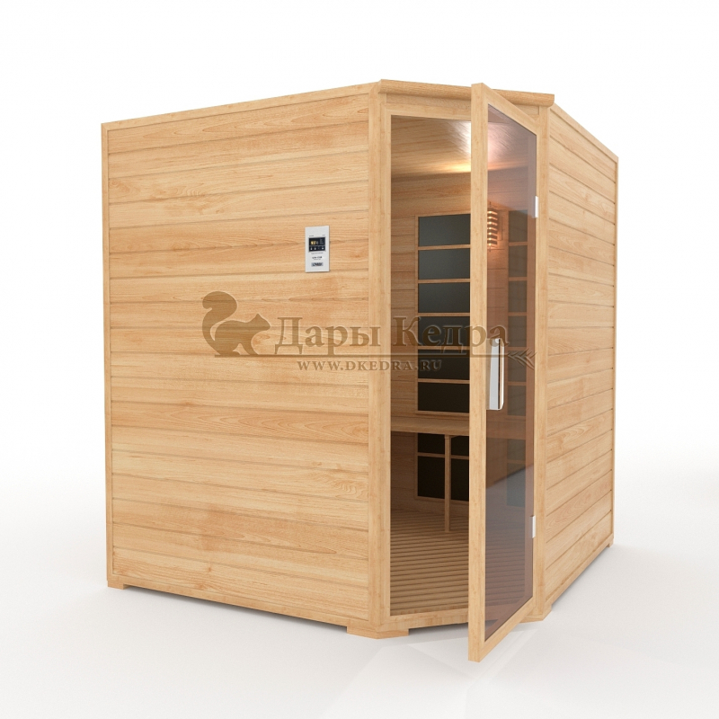Пятиместная (семиместная) угловая инфракрасная сауна кабина из кедра с карбоновыми излучателями Пятиместная (семиместная) угловая инфракрасная сауна кабина из кедра с карбоновыми излучателями